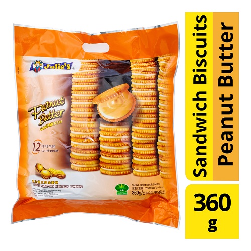 Julies Biskuit Sandwich Rasa Krim Kacang Atau Peanut Butter 360g
